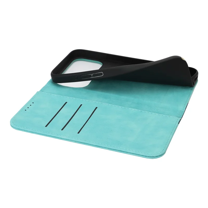 Funda para iPhone 17 Pro Max con Textura de Piel de Ternero, 3 Ranuras para Tarjetas, Diseño Bicolor de Cuero - Azul Claro + Azul Oscuro