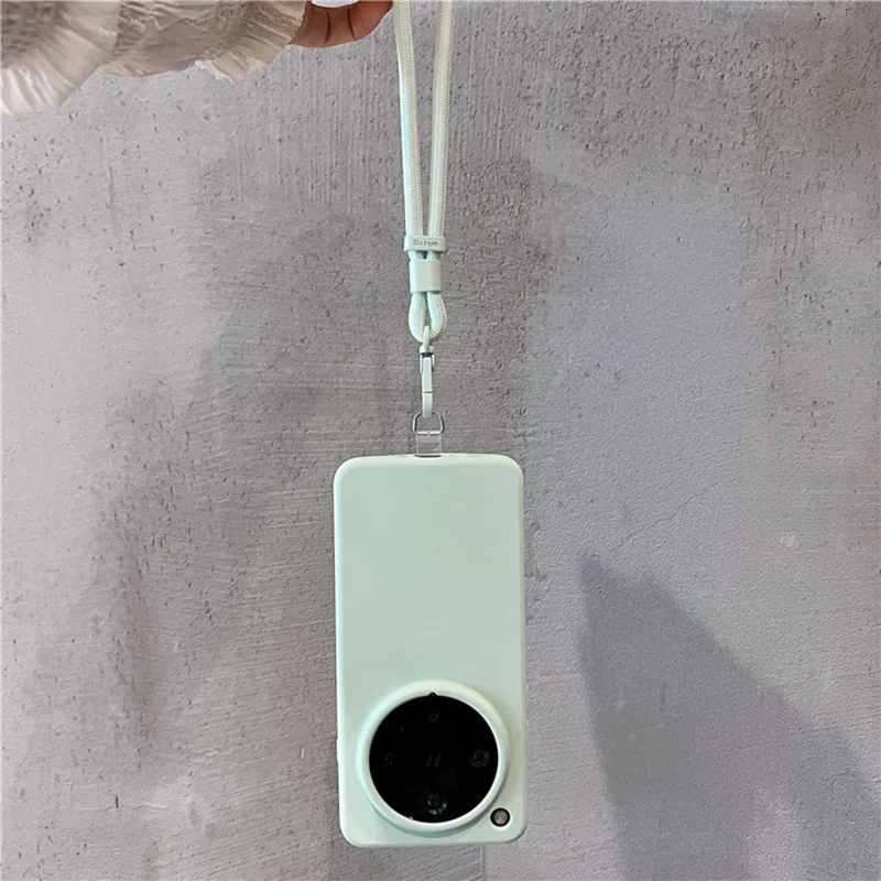 Cover per Oppo Find X8 Ultra 5G, custodia amichevole per la pelle in silicone liquido + PC con cinturino da polso - Blu Baby