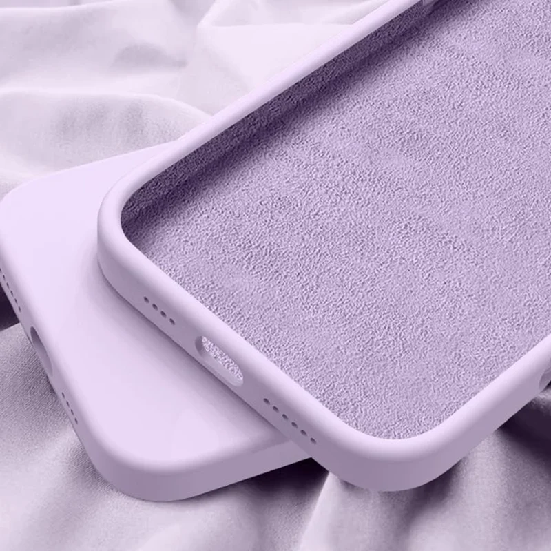 Capa para iPhone 16 Pro Max Compatível com MagSafe Forro de Microfibra Macia Silicone Líquido + Capa de Telefone PC - Roxo Claro