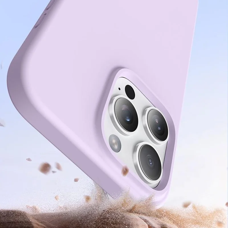 Capa para iPhone 16 Pro Max Compatível com MagSafe Forro de Microfibra Macia Silicone Líquido + Capa de Telefone PC - Roxo Claro