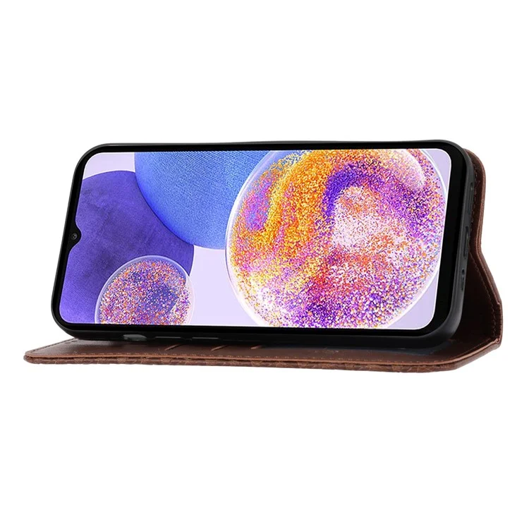 Für Samsung Galaxy A72 4G / 5G Vollschutz Kalb Textur Telefon Hülle PU Leder Brieftasche Geprägter Rhombusmuster Handyabdeckung Mit Riemen - Braun
