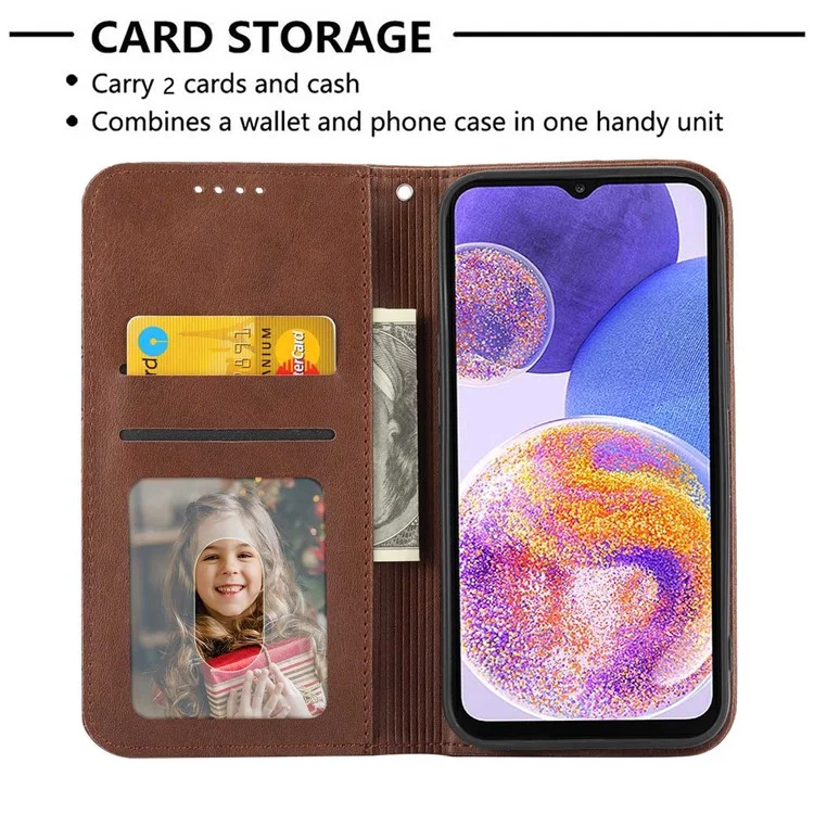 Für Samsung Galaxy A72 4G / 5G Vollschutz Kalb Textur Telefon Hülle PU Leder Brieftasche Geprägter Rhombusmuster Handyabdeckung Mit Riemen - Braun