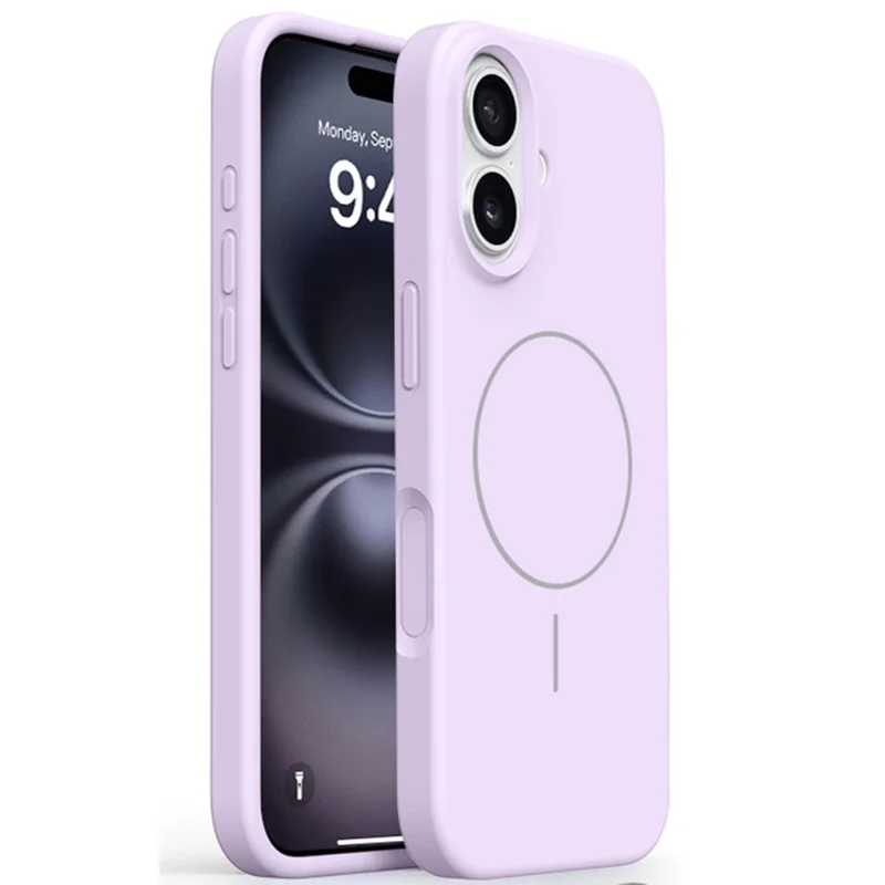 For iPhone 16 Case Compatible with MagSafe Soft Microfiber Lining Liquid Silicone + PC Phone Cover - Light Purple