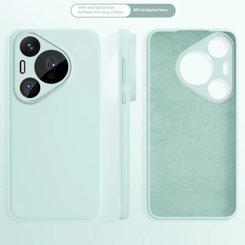 Capa Pura 70 Pro da Huawei Recortes precisos Silicone líquido + Capa de telefone à prova de choque PC - Verde claro