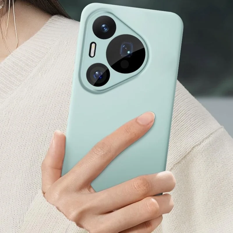 Capa Pura 70 Pro da Huawei Recortes precisos Silicone líquido + Capa de telefone à prova de choque PC - Verde claro