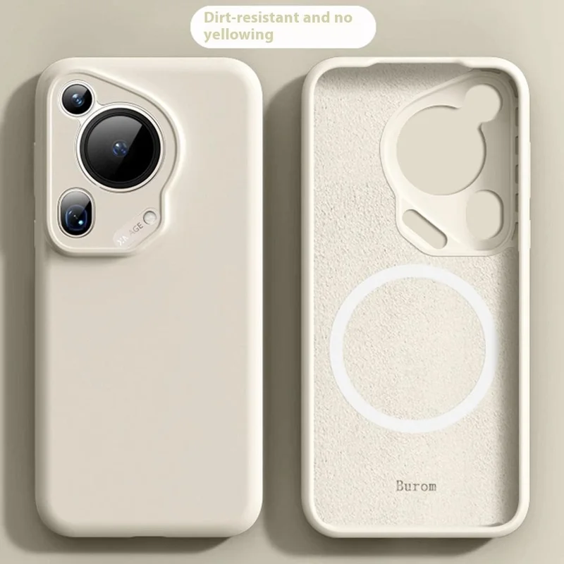 Funda compatible con Huawei Pura 70 Ultra con MagSafe Cortes precisos Silicona líquida + Funda de teléfono de PC - Blanco antiguo