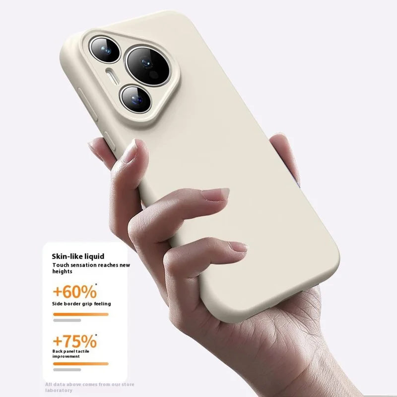 Für Huawei Pura 70 Hülle mit präzisen Ausschnitten Flüssigsilikon + PC Stoßfeste Handyhülle - Antikweiß