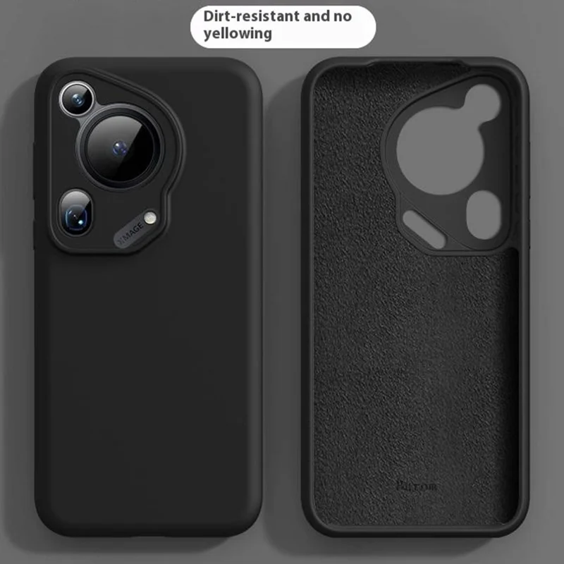 For Huawei Pura 70 Ultra Case Precise Cutouts Liquid Silicone + PC Shockproof Phone Cover - Black