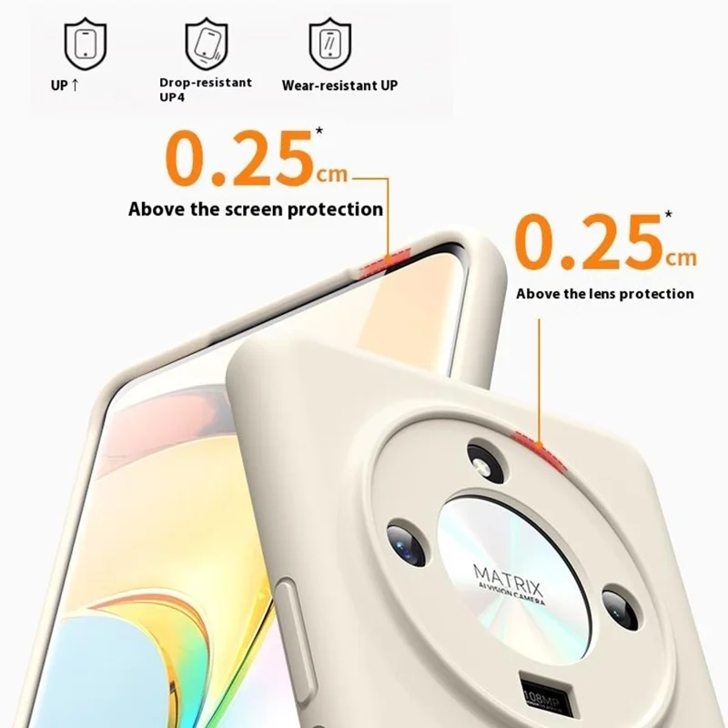 For Honor X50 5G Case Precise Cutouts Liquid Silicone + PC Shockproof Phone Cover - Antique White