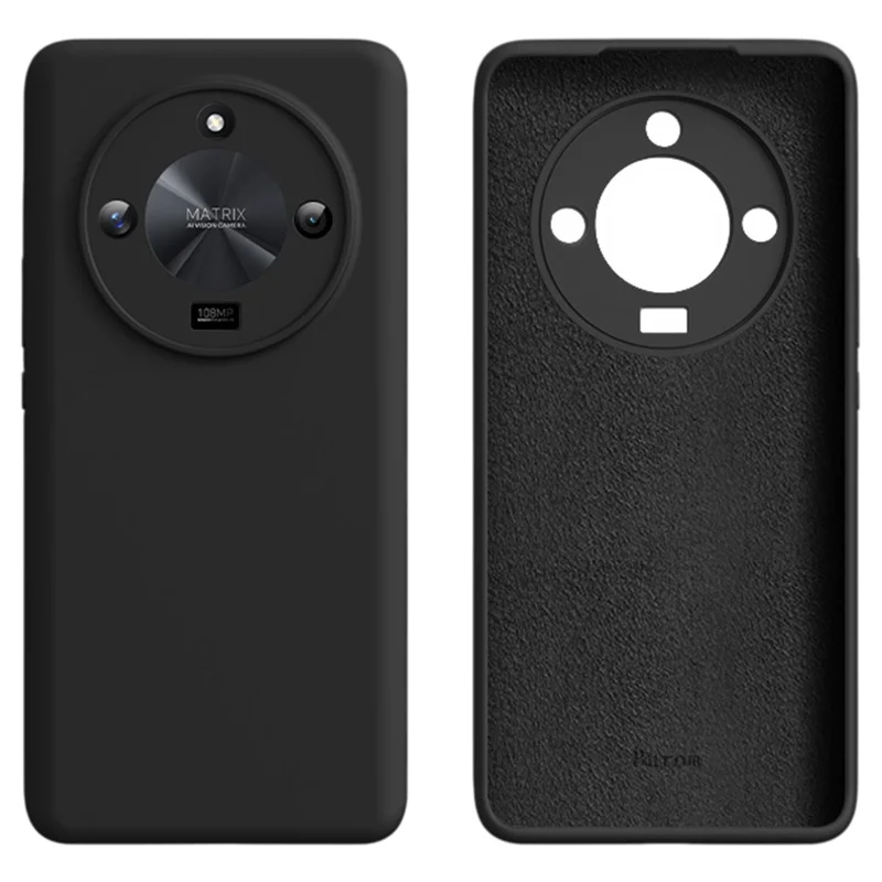 For Honor X50 5G Case Precise Cutouts Liquid Silicone + PC Shockproof Phone Cover - Black