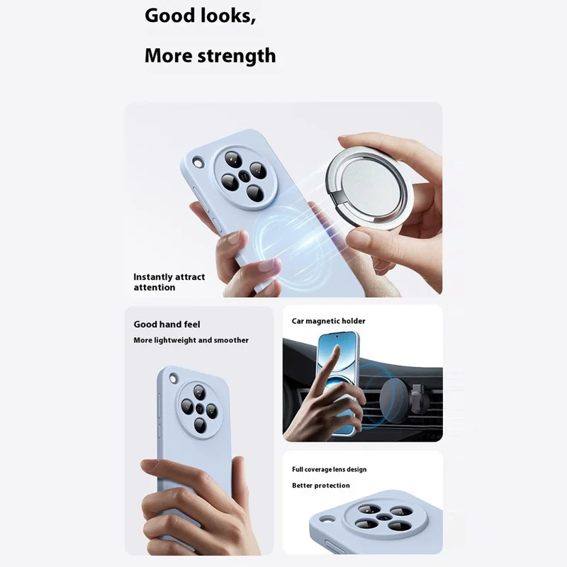 For Oppo Find X8 5G Magnetic Case Precise Cutouts Liquid Silicone + PC Phone Cover - Baby Blue