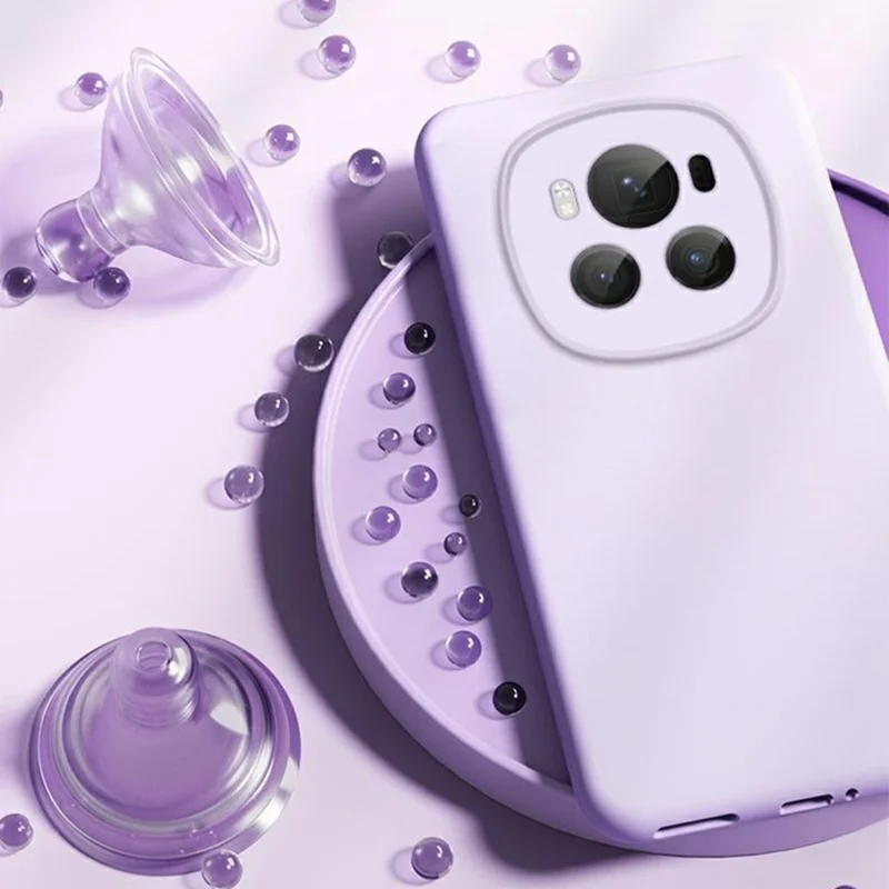 For Honor Magic6 5G Magnetic Case Precise Cutouts Liquid Silicone + PC Phone Cover - Light Purple