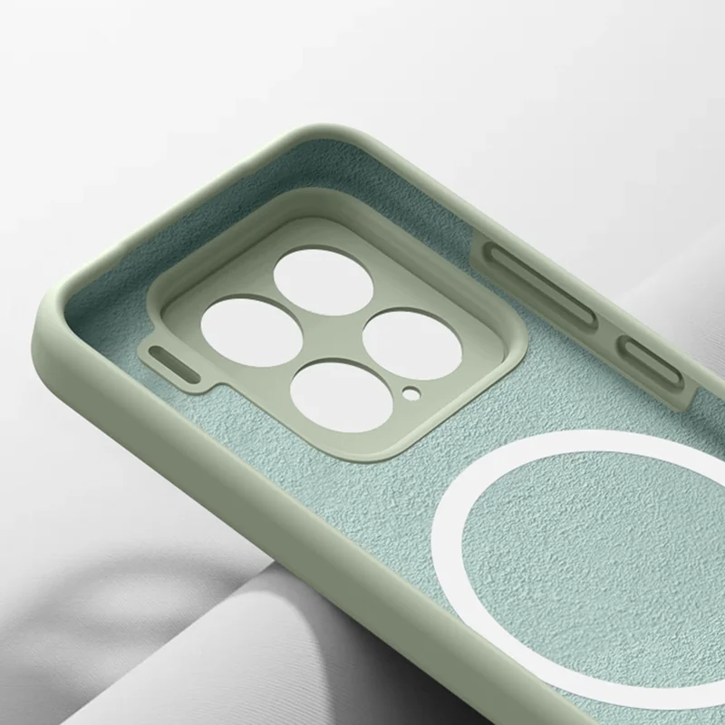 Étui pour Xiaomi 15 Compatible avec MagSafe Découpes Précises Silicone Liquide + Coque de Téléphone PC - Vert