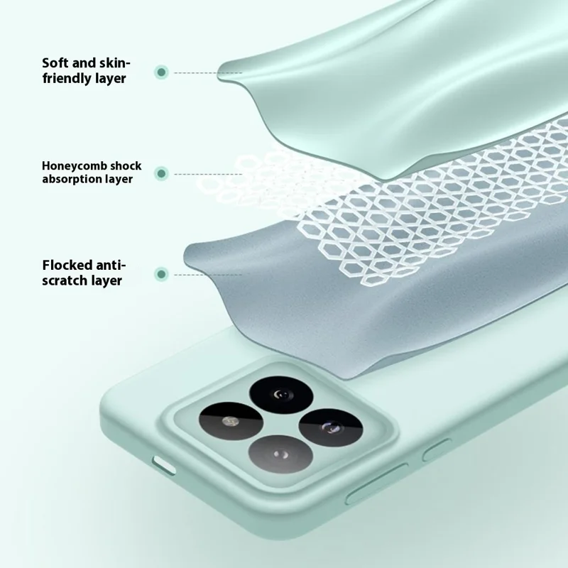 Funda para Xiaomi 14 Pro con Cortes Precisos de Silicona Líquida + PC Antigolpes - Verde Claro