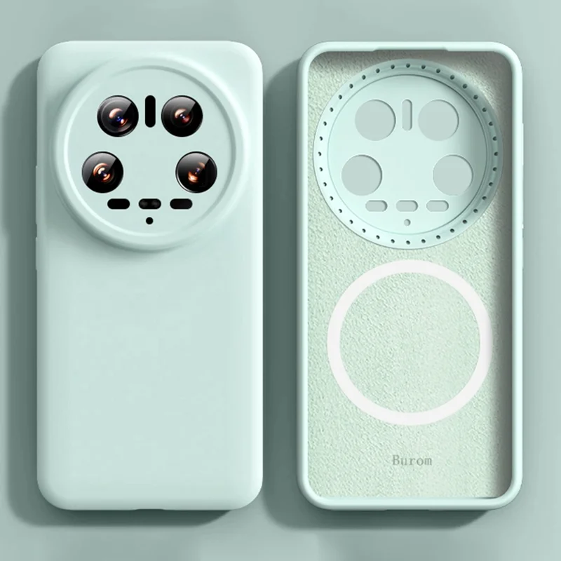 Funda para Xiaomi 14 Ultra Compatible con MagSafe, Cortes Precisos, Silicona Líquida + Carcasa de PC - Verde Claro