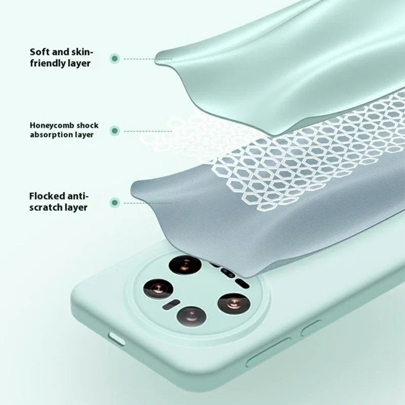 Funda para Xiaomi 14 Ultra con Cortes Precisos de Silicona Líquida + PC Antigolpes - Verde Claro