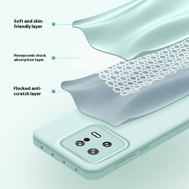 Cover per Xiaomi 13 con Ritagli Precisi, Silicone Liquido + PC Antiurto - Viola Chiaro
