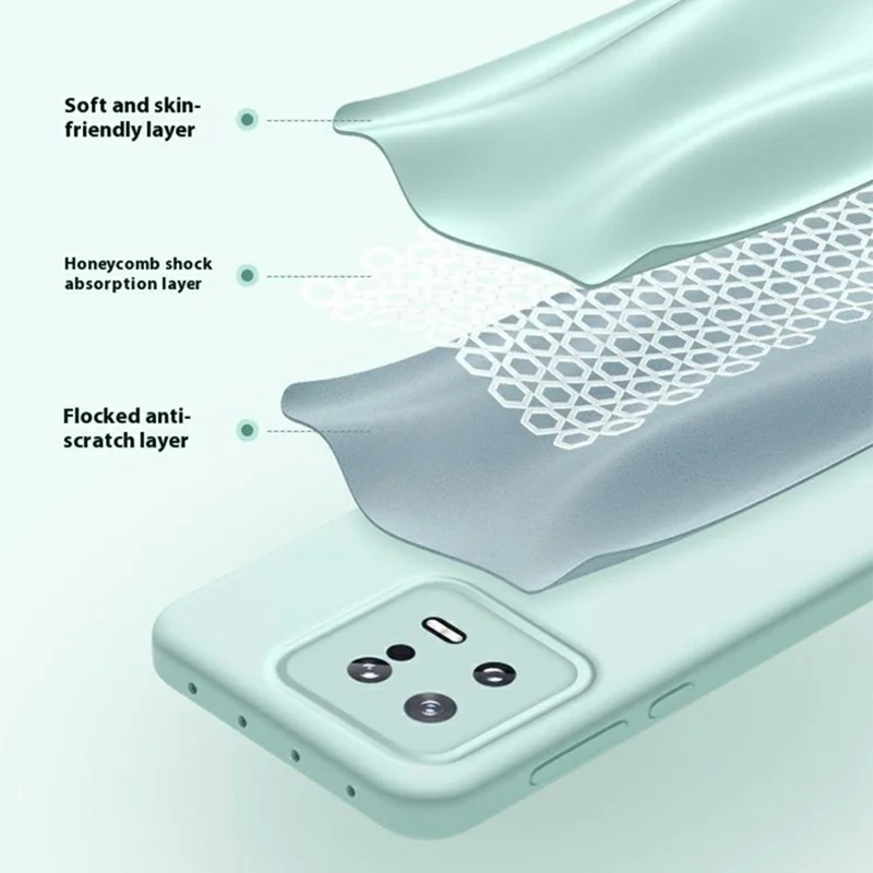 Étui pour Xiaomi 13 Compatible avec MagSafe Découpes Précises Silicone Liquide + PC Coque de Téléphone - Vert Clair