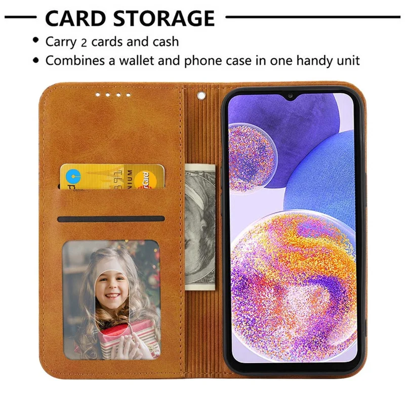 For Samsung Galaxy A53 5G Calf Texture Imprinted Rhombus Pattern PU Leather Shockproof Cover Wallet Stand Phone Case with Strap - Yellow