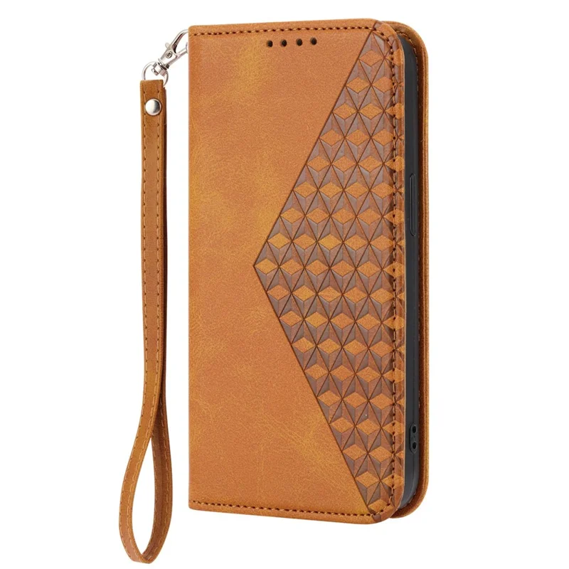 For Samsung Galaxy A53 5G Calf Texture Imprinted Rhombus Pattern PU Leather Shockproof Cover Wallet Stand Phone Case with Strap - Yellow