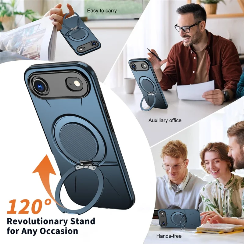 For iPhone 17 Air Magnetic Case Rotating Kickstand TPU + PC Phone Cover - Blue