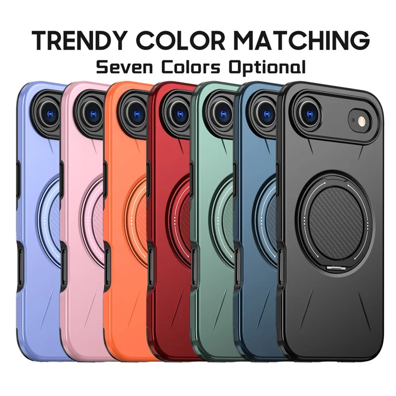 For iPhone 17 Air Magnetic Case Rotating Kickstand TPU + PC Phone Cover - Blue