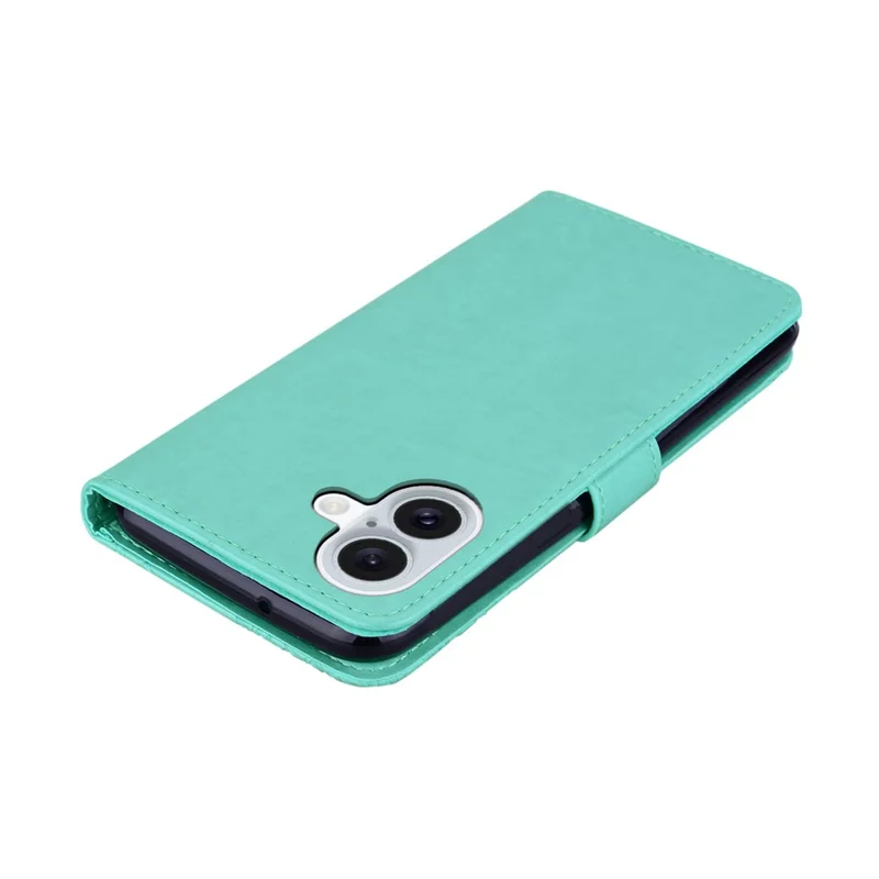 Cover per iPhone 17 con Gufo e Fiori Stampati in Pelle con Portafoglio e Cinturino - Ciano