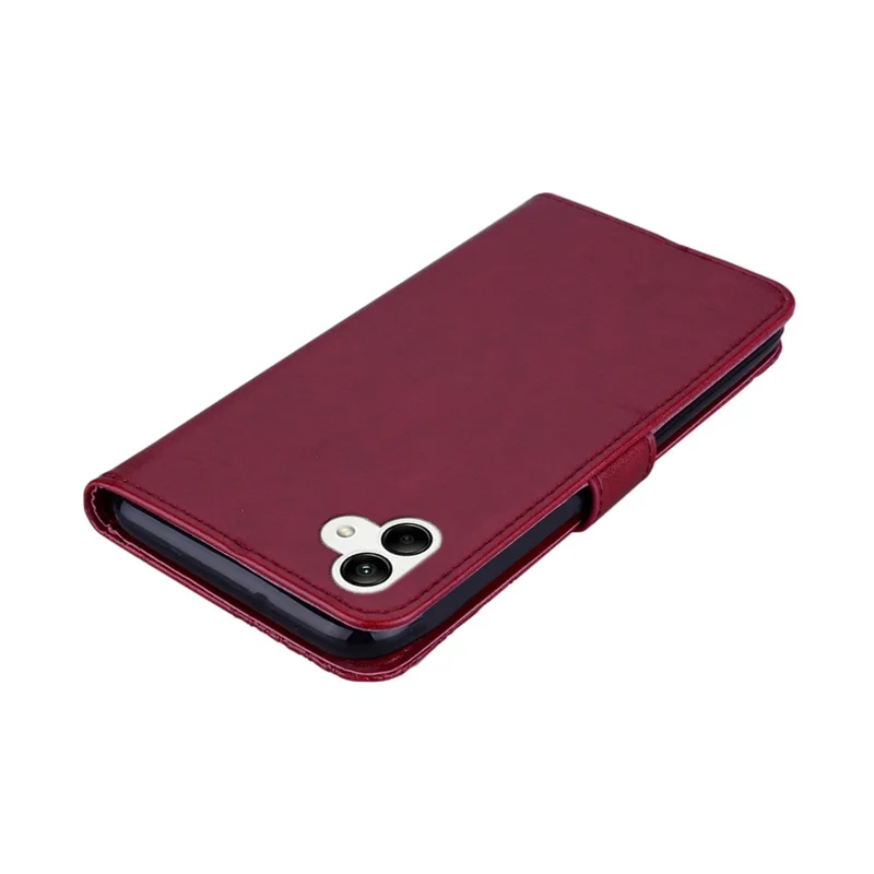 For Samsung Galaxy A07 5G / A07 4G Wallet Case Owl Flower Imprinted Rhinestone Leather Cover - Red