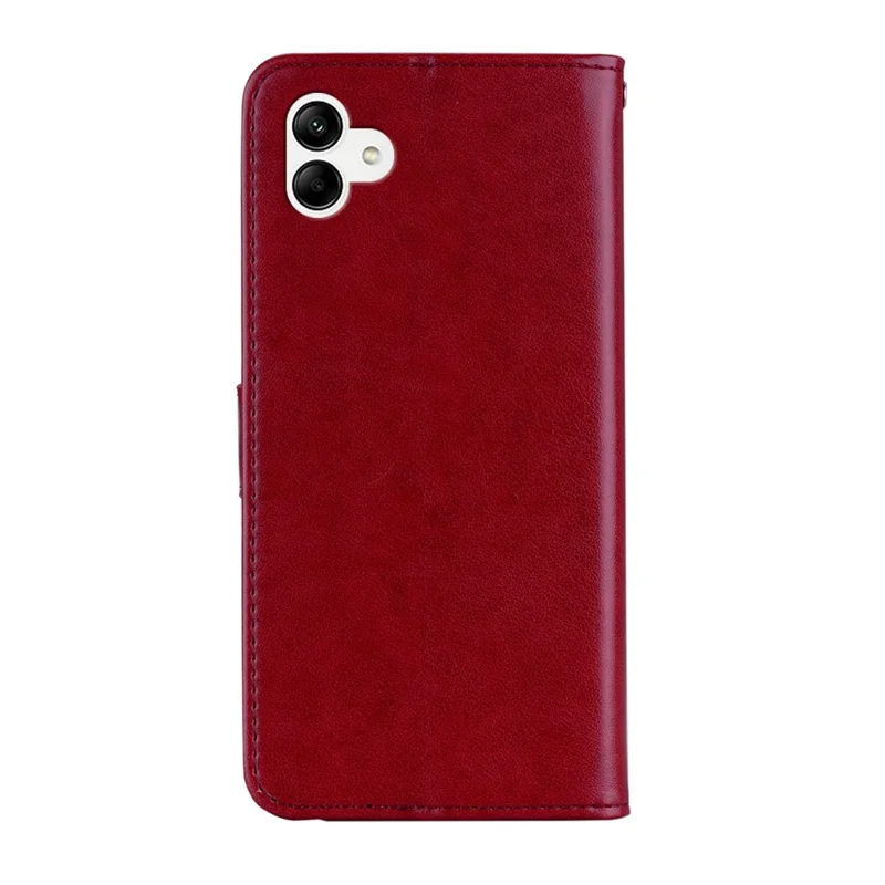 For Samsung Galaxy A07 5G / A07 4G Wallet Case Owl Flower Imprinted Rhinestone Leather Cover - Red