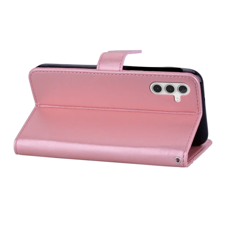 For Samsung Galaxy A17 5G Wallet Case Owl Flower Imprinted Rhinestone Leather Cover - Rose Gold