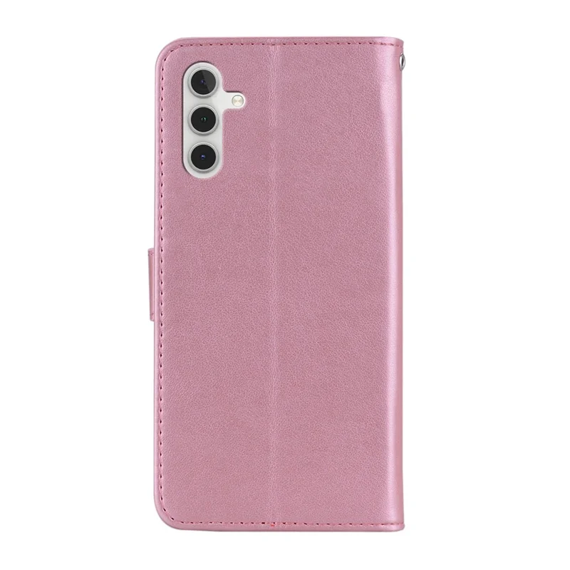 For Samsung Galaxy A17 5G Wallet Case Owl Flower Imprinted Rhinestone Leather Cover - Rose Gold
