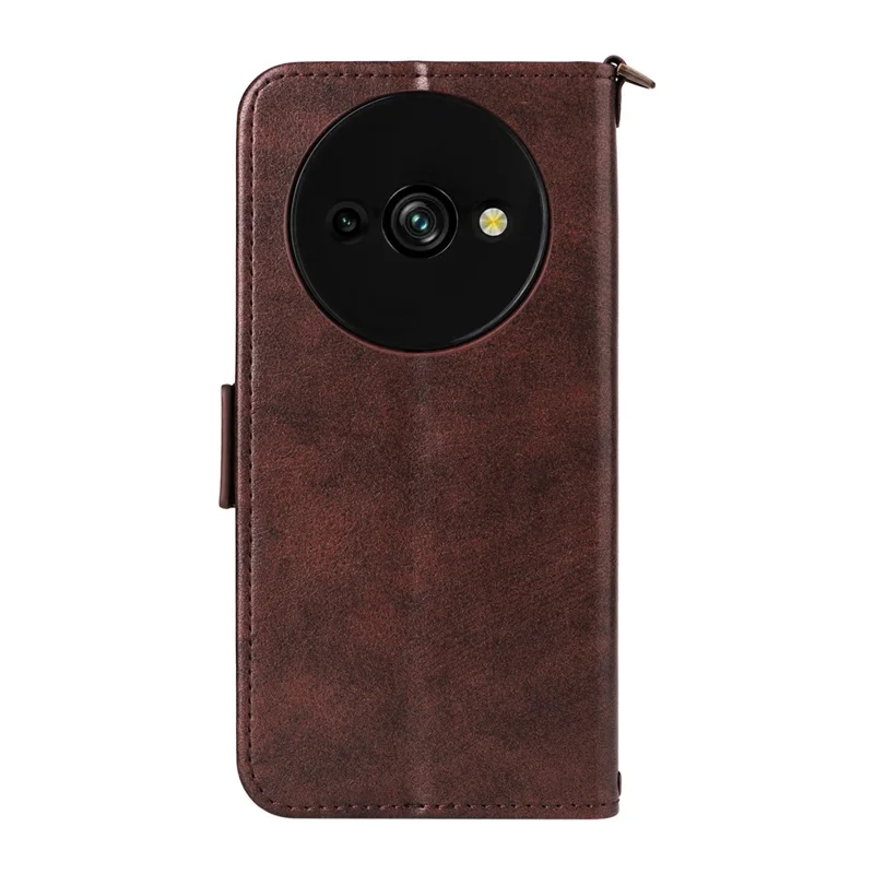 For Oukitel C59 Pro Leather Case Magnetic Closure Wallet Stand Phone Cover with Crossbody Strap - Brown