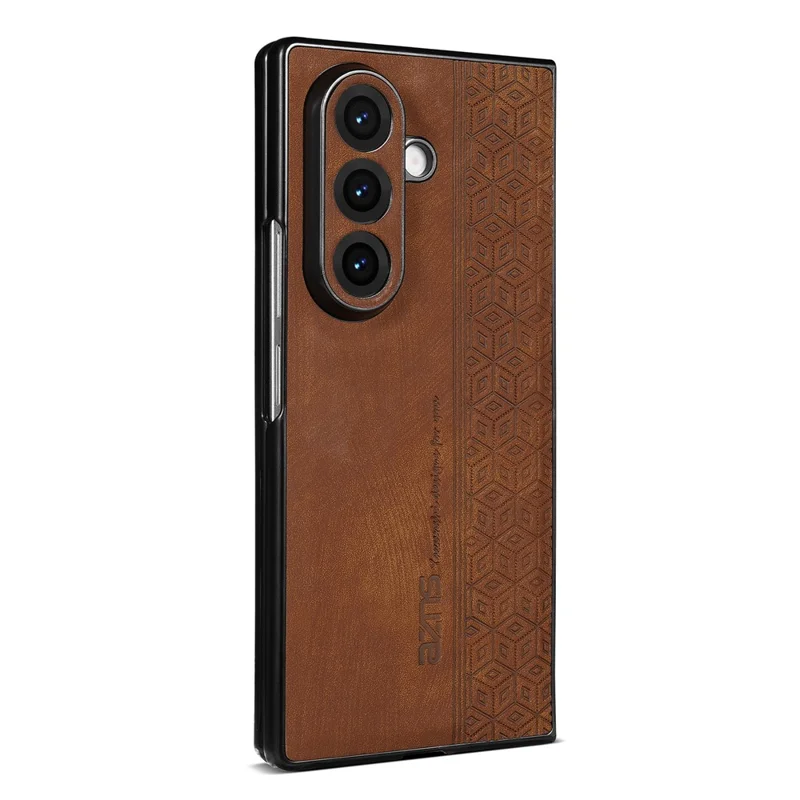 Capa AZNS para Samsung Galaxy Z Fold7 5G com Estampa em Couro PU Revestido com PC - Marrom