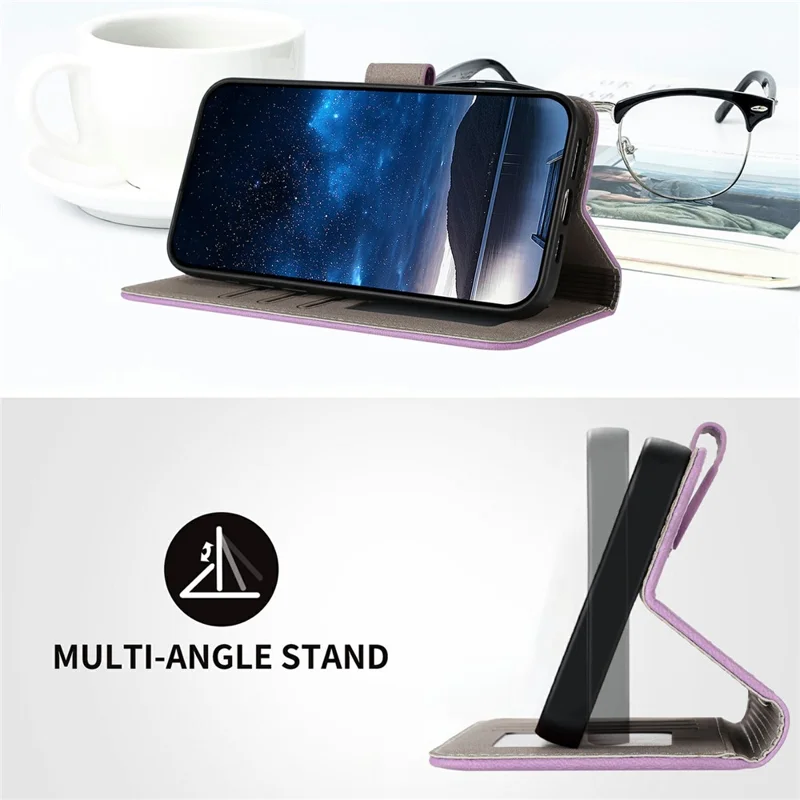 For iPhone 17 Leather Case Solid Color Phone Cover with Wallet - Light Purple