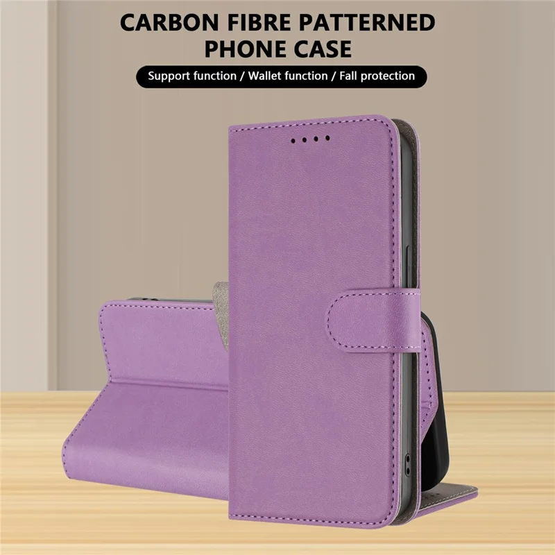 For iPhone 17 Leather Case Solid Color Phone Cover with Wallet - Light Purple