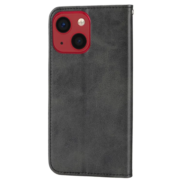Para Iphone 14 Anti-srratch Teckure Wallet Magnetic PU Case de Cuero Impreso Patrón de Rombo Cubierta Con Correa - Negro