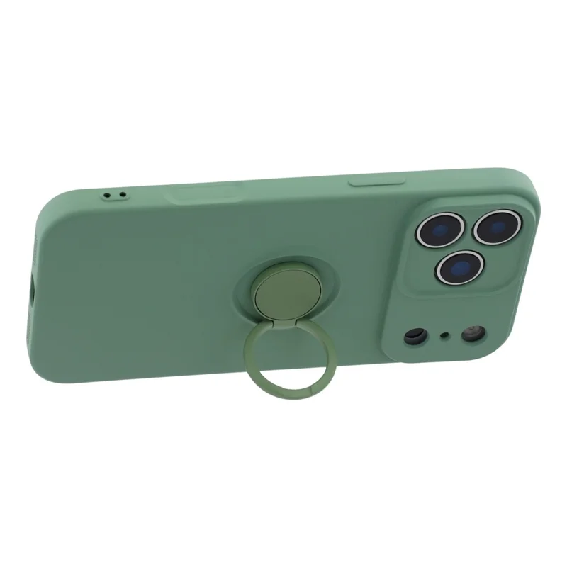Cover in silicone per iPhone 17 Pro Max con anello di supporto e sostegno - Verde