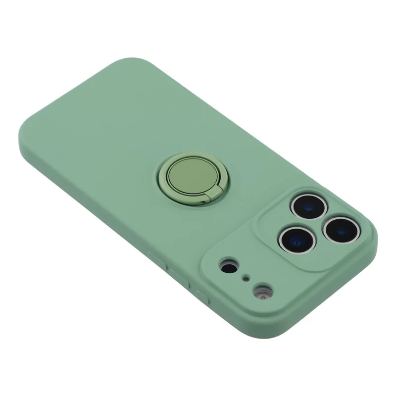 Cover in silicone per iPhone 17 Pro Max con anello di supporto e sostegno - Verde