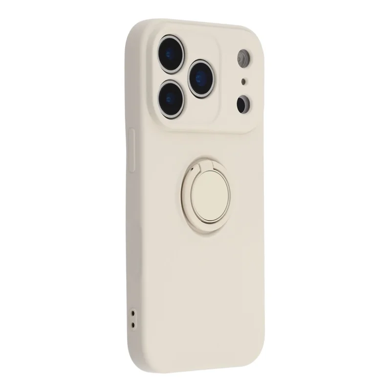 Für iPhone 17 Pro Max Silikon Hülle mit Trageriemen Ring Ständer Handyhülle - Weiß
