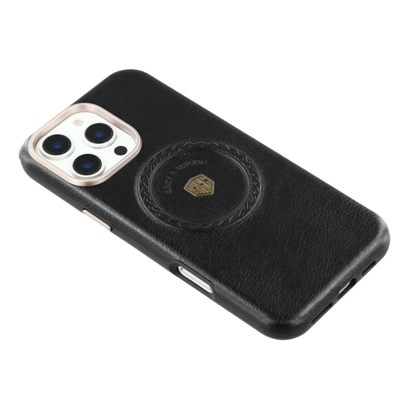 KIGC Funda compatible con iPhone 16 Pro Max con MagSafe, cuero PU, carcasa TPU - Negro