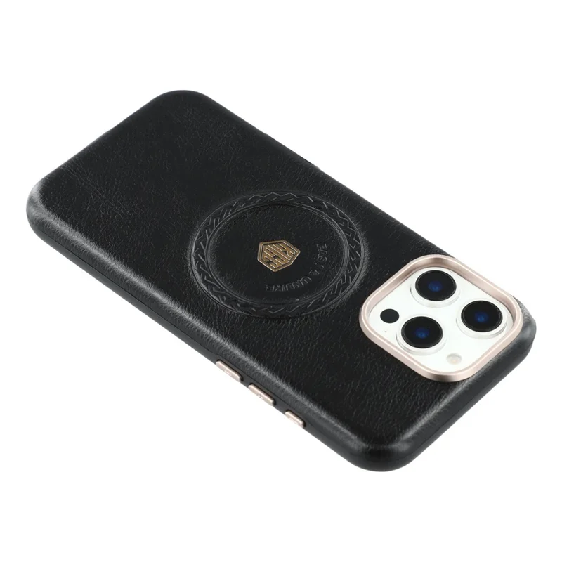 KIGC Funda compatible con iPhone 16 Pro Max con MagSafe, cuero PU, carcasa TPU - Negro