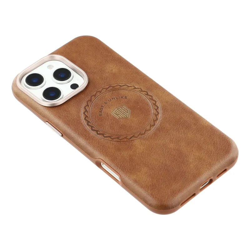 KIGC For iPhone 16 Pro Max Case Compatible with MagSafe PU Leather TPU Phone Back Cover - Brown
