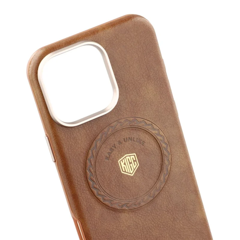 KIGC For iPhone 16 Pro Max Case Compatible with MagSafe PU Leather TPU Phone Back Cover - Brown