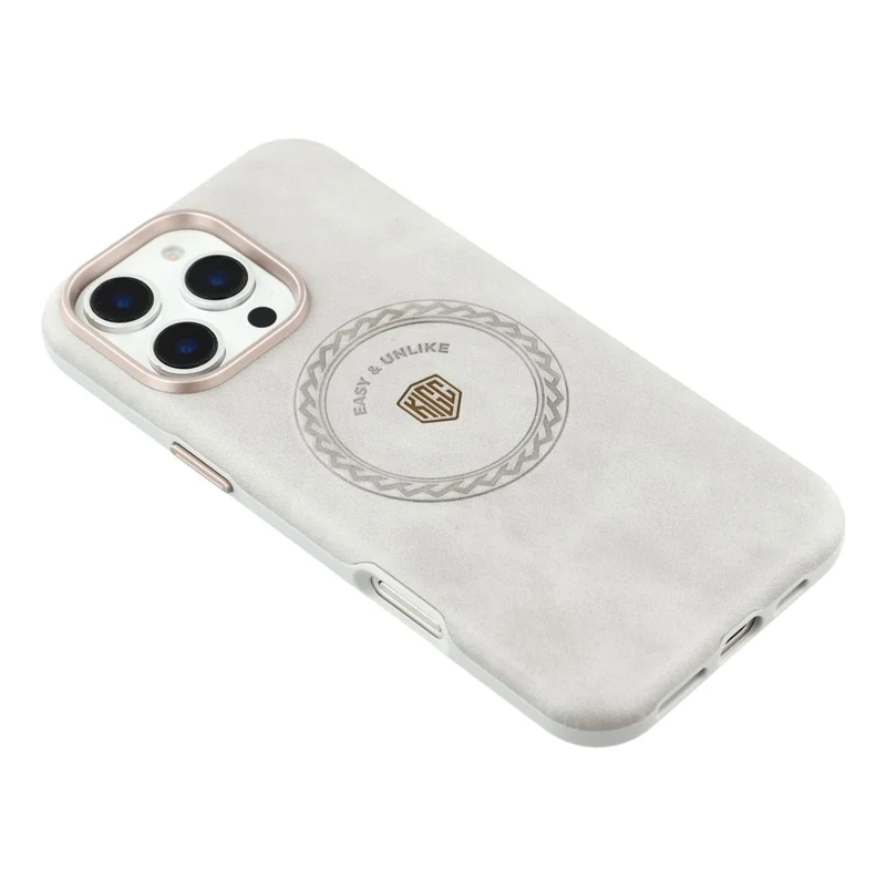 KIGC voor iPhone 16 Pro Max hoes compatibel met MagSafe PU leer TPU telefoon achterkant - Grijs