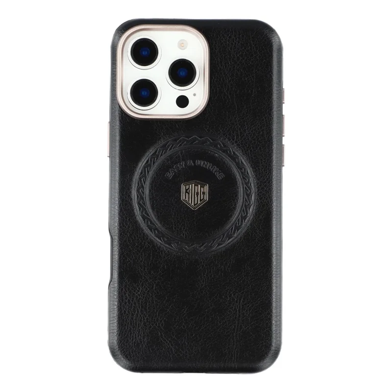 KIGC Für iPhone 16 Pro Hülle Kompatibel mit MagSafe PU-Leder TPU Handyrückseite Schutzhülle - Schwarz