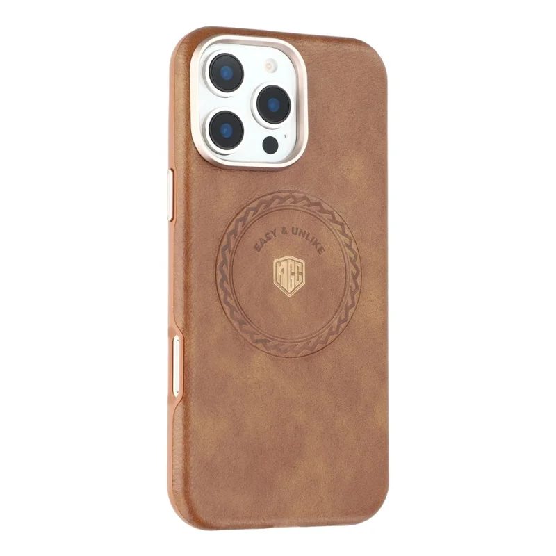 KIGC For iPhone 16 Pro Case Compatible with MagSafe PU Leather TPU Phone Back Cover - Brown