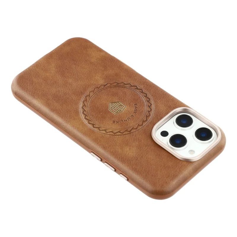 KIGC For iPhone 16 Pro Case Compatible with MagSafe PU Leather TPU Phone Back Cover - Brown