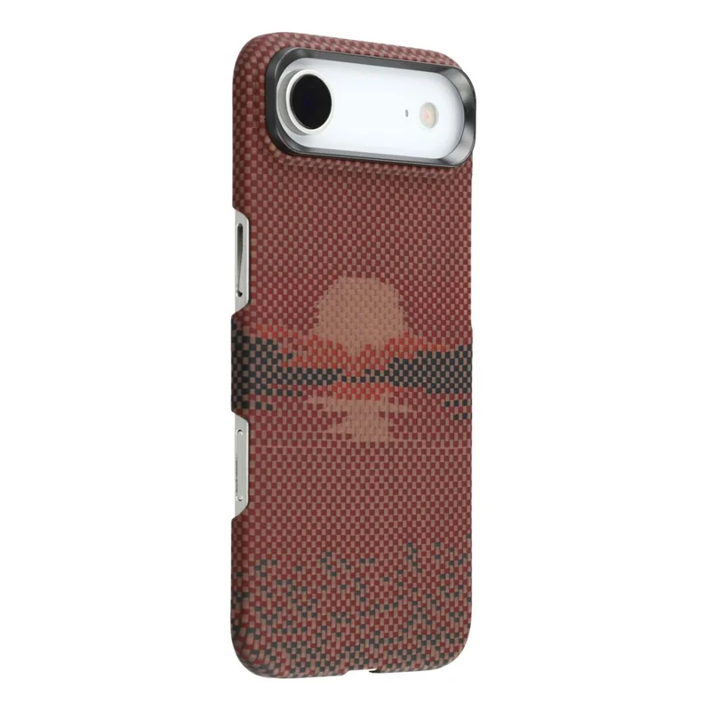 For iPhone 17 Air Magnetic Case Precise Cutouts Aramid Fiber Phone Cover with Metal Lens Frame - Moon