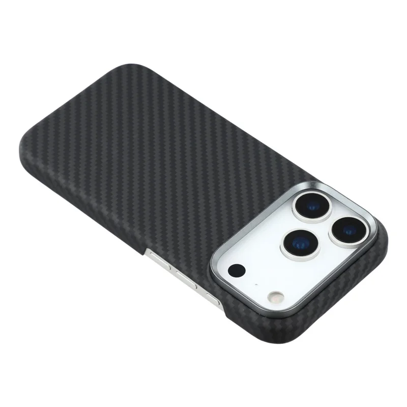 For iPhone 17 Pro Magnetic Case 1500D Coarse Texture Aramid Fiber Phone Cover with Metal Lens Frame
