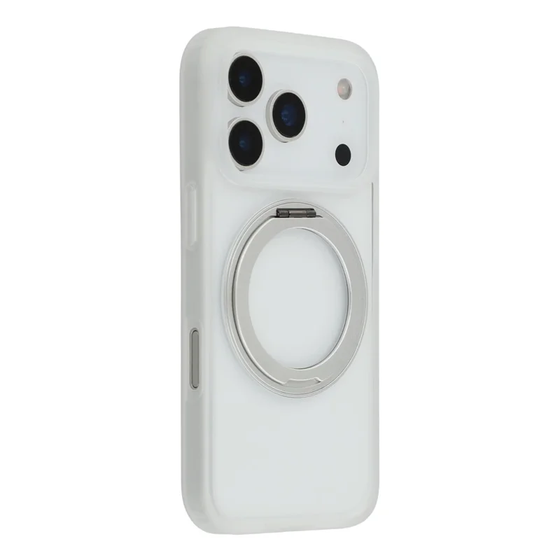 For iPhone 17 Pro Max Case Ring Holder Kickstand PC + TPU Phone Cover - White